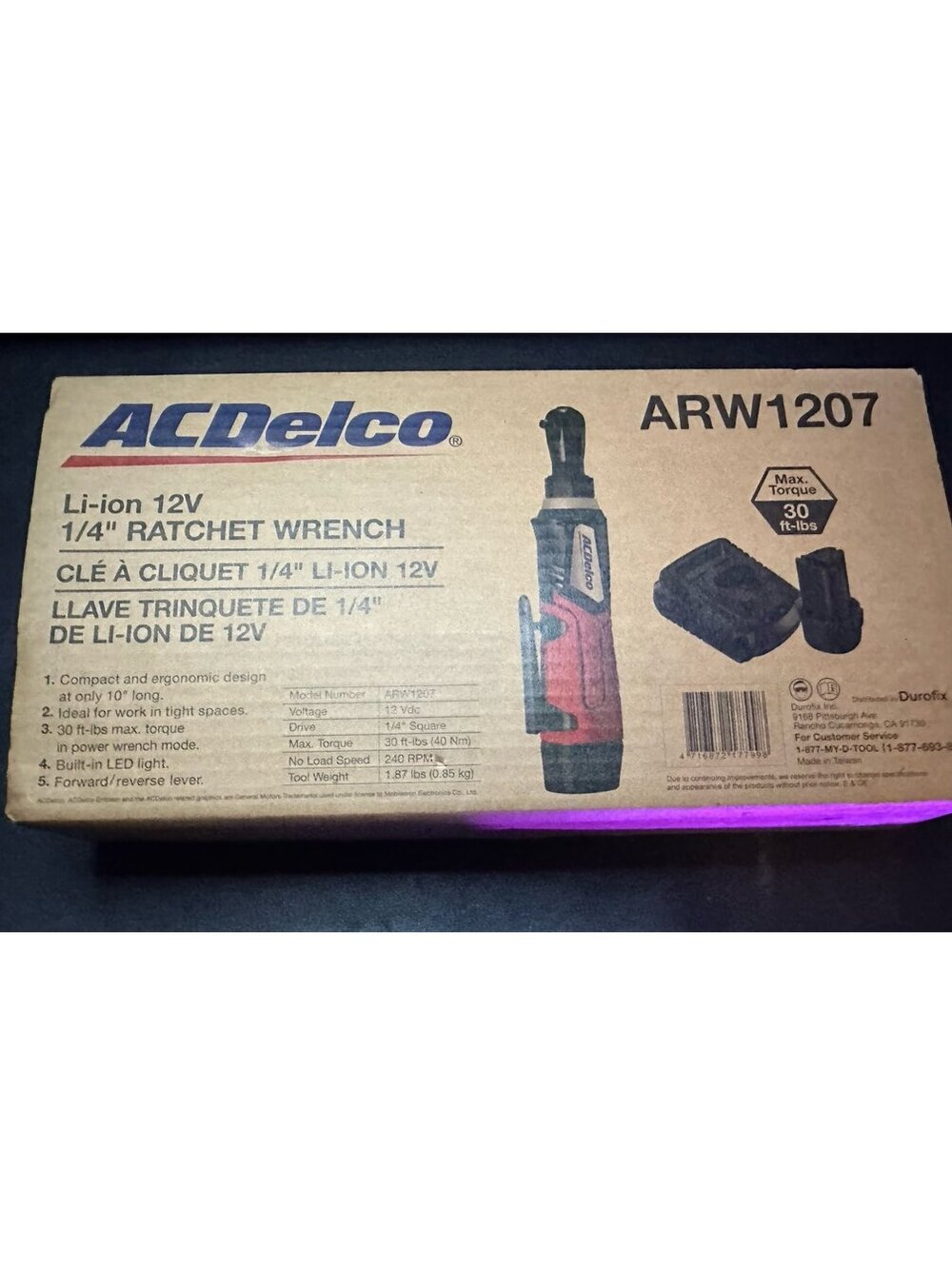 ACDelco ARW1207 12V Li-ion 1/4" cordless ratchet wrench